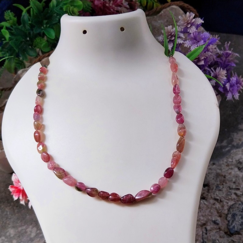 50 Cts Natural Watermelon Bi Tourmaline Tumbled 8 Inch Beads 5×6 to 5×11 MM
