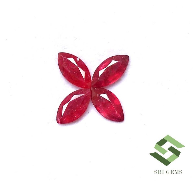 7×3.50 mm Natural Ruby Marquise Cut Lot 04 Pcs 1.60 CTS Faceted Loose Gemstones