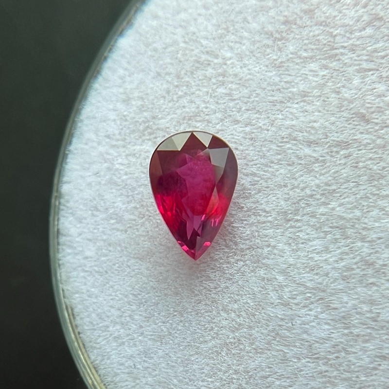 GIA CERTIFIED Natural Ruby Deep Red 0.58ct Pear Teardrop Cut Loose Unheated RARE gallery