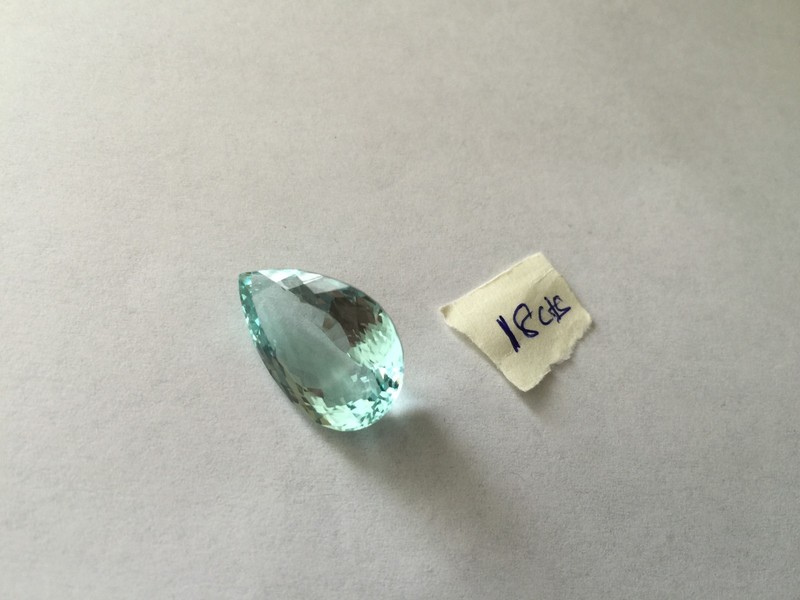 18 Carat Aquamarine Greenish Blue Rare Excellent Pear Cut and Not Enhanced
