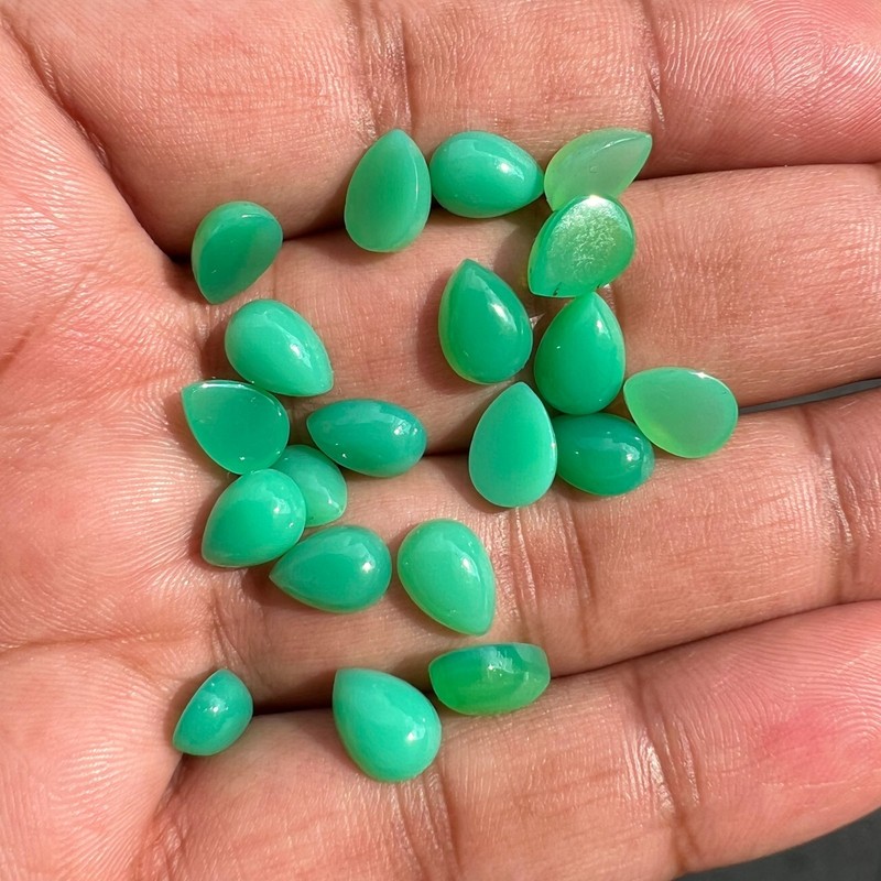 Chrysoprase Chalcedony Pear 4×6 mm to 15×20 mm Cabochon Loose Gemstone