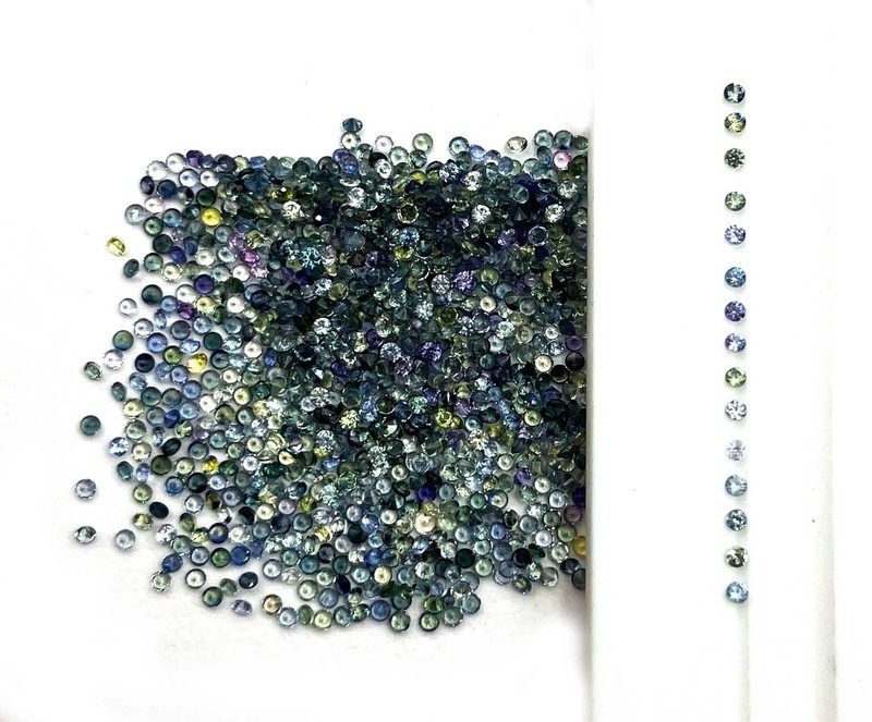 Natural Green, Blue Sapphire Round Cut Loose Gemstone Lot 128 Pcs 1.50 MM 2 CT