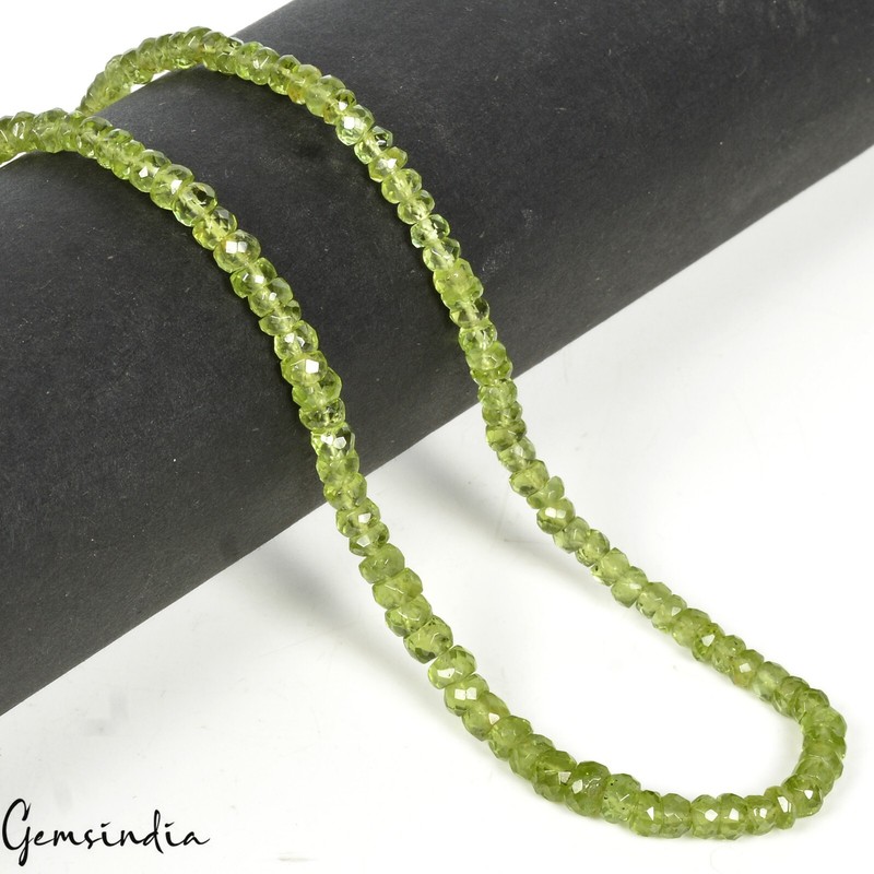 AAA QUALITY~104.70 Ct Green Peridot Faceted Rondelle Beads gemstone Strand 16" gallery