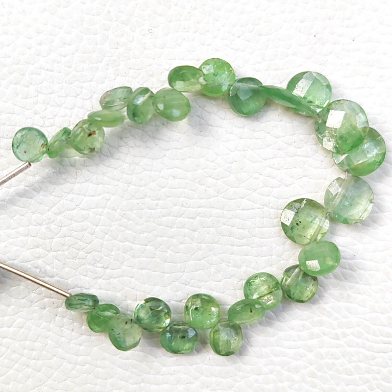 Natural Mint Green Kyanite Gem 6 to 8 mm Faceted Coin Shape Beads 5 Inch Strand gallery