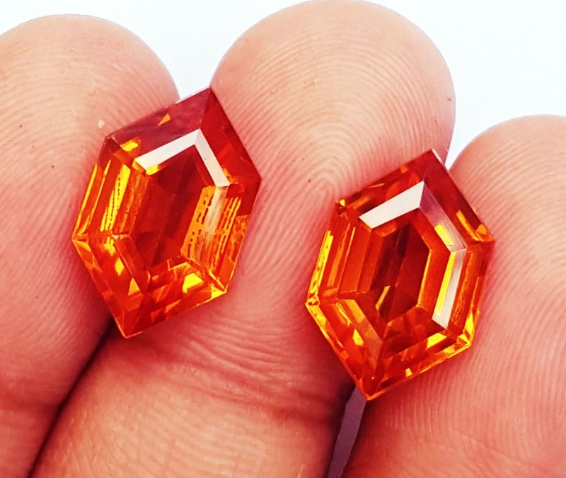 12 Ct Loose Extremely Rare Natural Orange Sapphire Gemstone Certified Pair H24