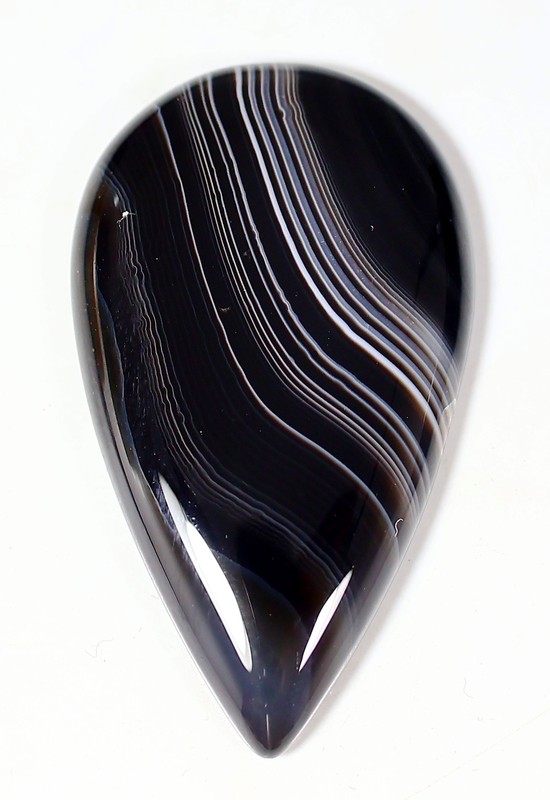 53 Ct 6X26X45 mm Natural Black Botswana Agate Pear Cabochon Gemstone HY-571