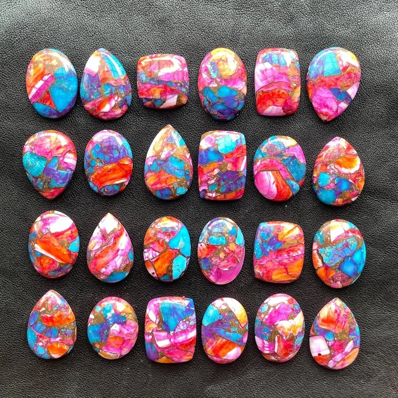 135Ct Natural Oyster Copper Turquoise Cab Oval Shape Gemstone Approx 5-7Pcs) Lot