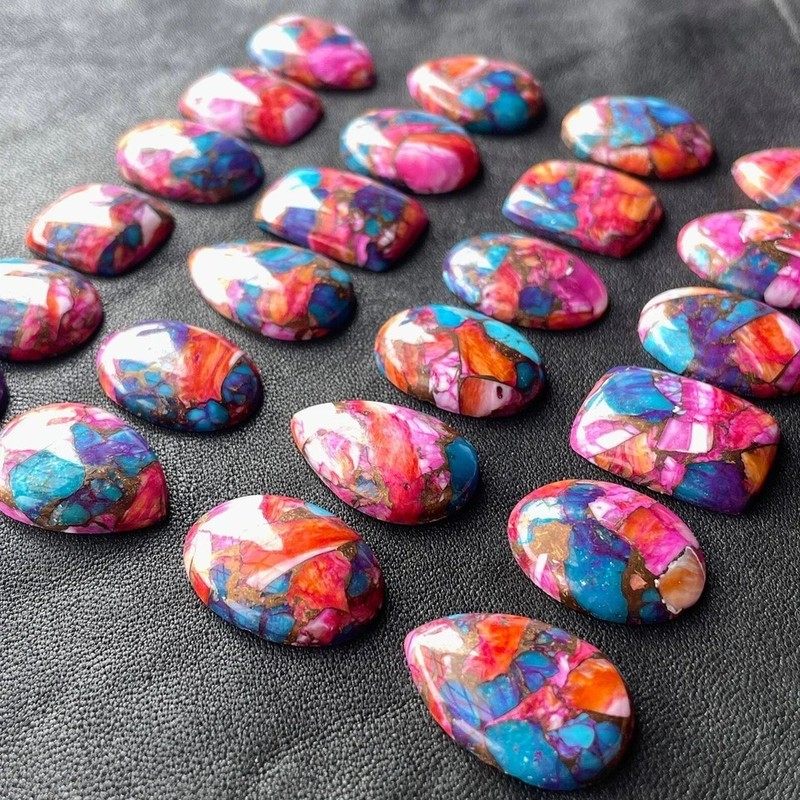 149Ct Natural Oyster Copper Turquoise Cab Oval Shape Gemstone Approx 4-7Pcs) Lot