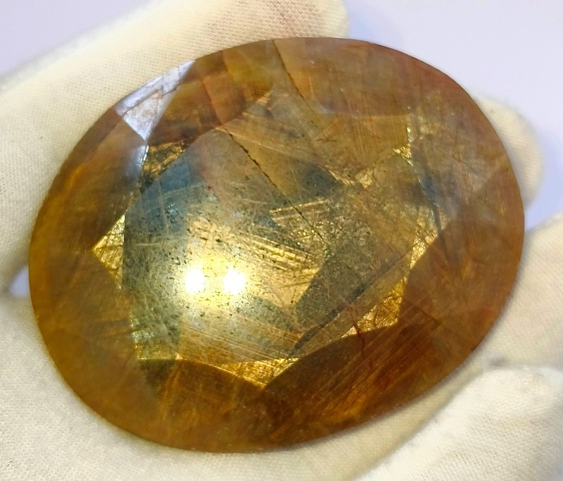 740 Cts Natural Gold Shine Sapphire Oval Cut Shape Gemstone R77