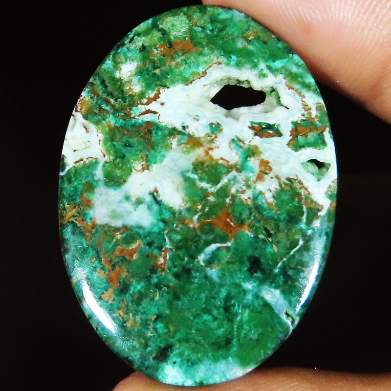 (28X40X02 MM) 35.30 Carat. NATURAL MALACHITE CHRYSOCOLLA DRUZY CABOCHON GEMSTONE