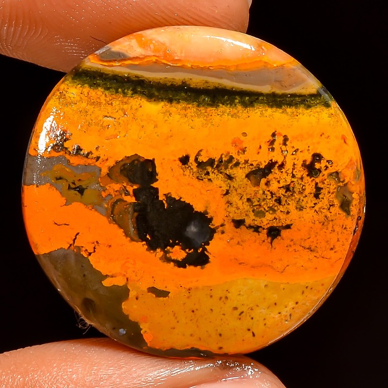 100% Natural Bumble Bee Jasper Round Cabochon Gemstone 28 Ct. 27X27X4 mm UG-6351
