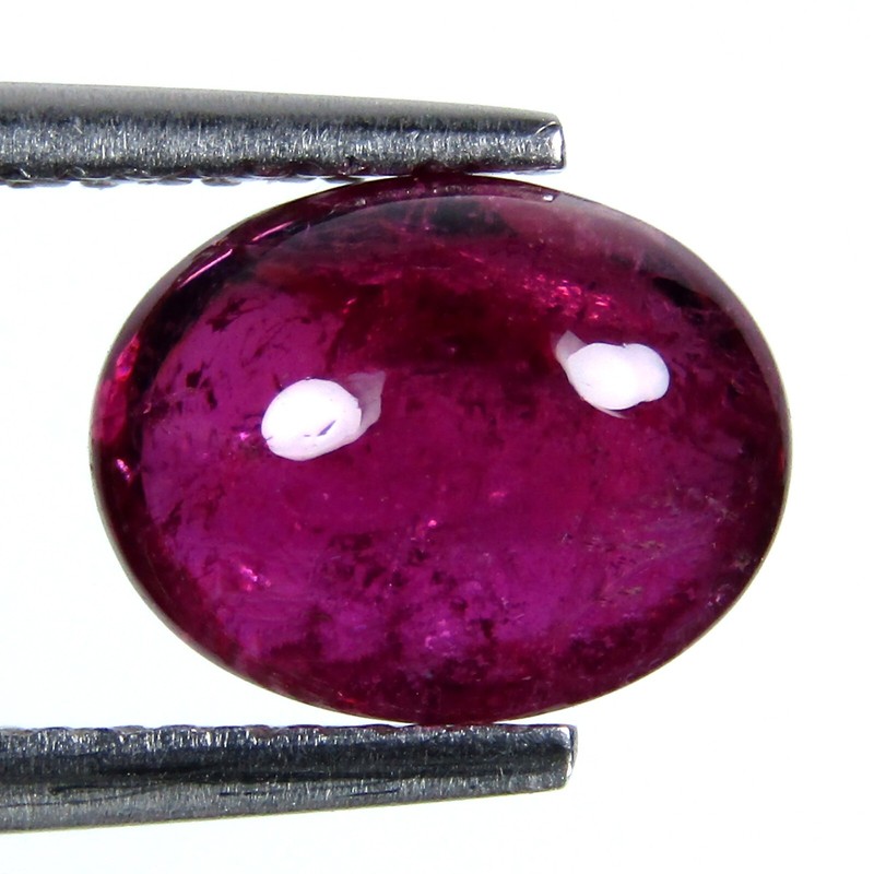 2.04Cts EXCELLENT OVAL CABOCHON NATURAL RUBILITE TOURMALINE LOOSE GEMSTONE