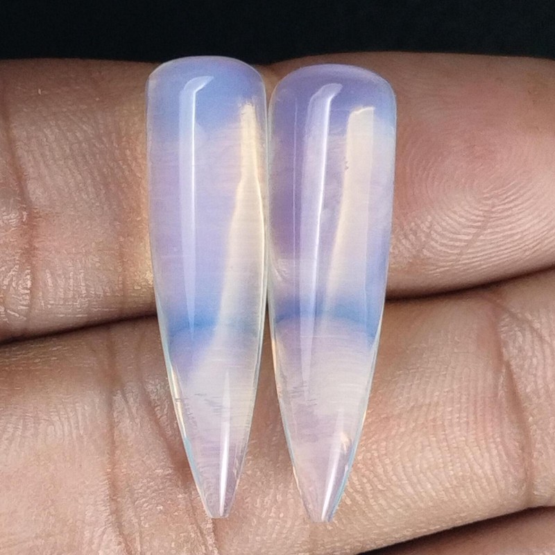 29.00 Ct Beautiful Opalite Smooth Drop Matched Pair Briolette Gemstones 8x30mm