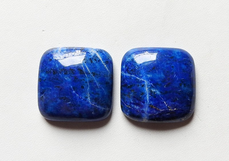 84.00 Ct NATURAL LAPIS LAZULI CUSHION CABOCHON 1 PAIR 23X23X7 LOOSE GEMSTONE