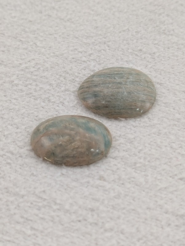 2 Amazonite Orthoclase Cabochon Gemstones 22.4 carat (4.49g) Exsolution Lamellae