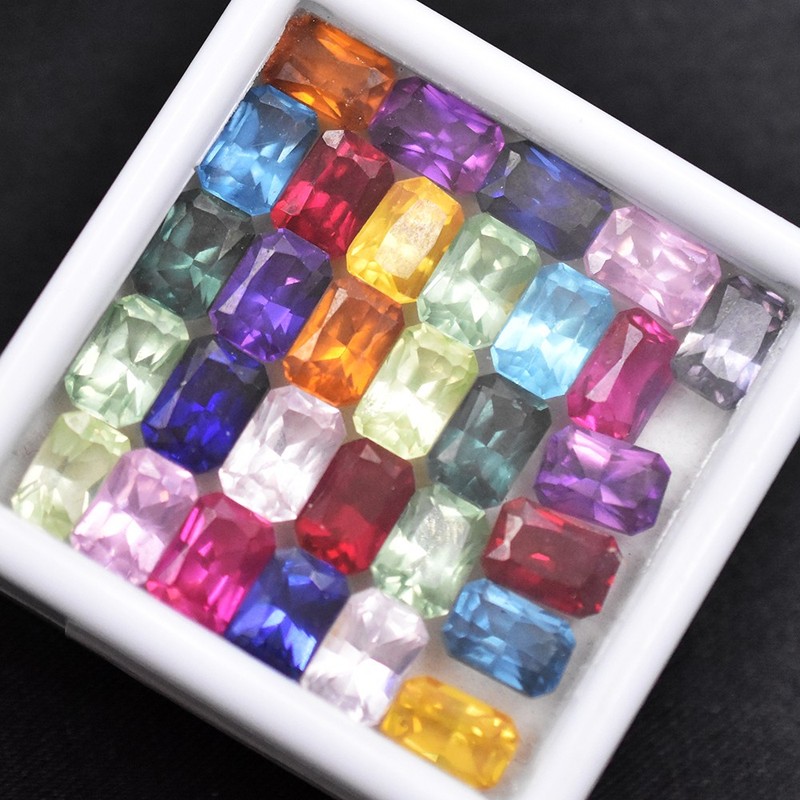 A+ Certified Natural Emerald Cut Mix Color Sapphire Gemstone 3.60 Ct 7×5 mm Lot