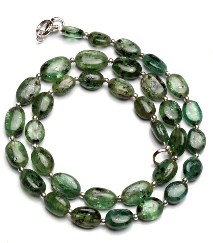 Natural Gem Mint Green Kyanite Oval Nuggets 18″ Necklace 8×6 to 13x9mm Beads