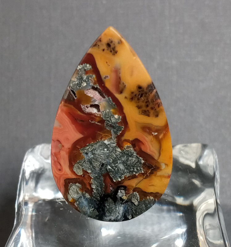 Marcasite Agate Cabochon – Red/Orange Nipomo Agate