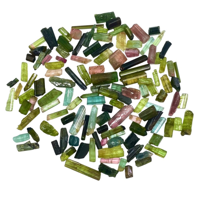 127 Pcs Natural Tourmaline 4-16mm Multi Color Rough Stick Loose Gemstones Lot