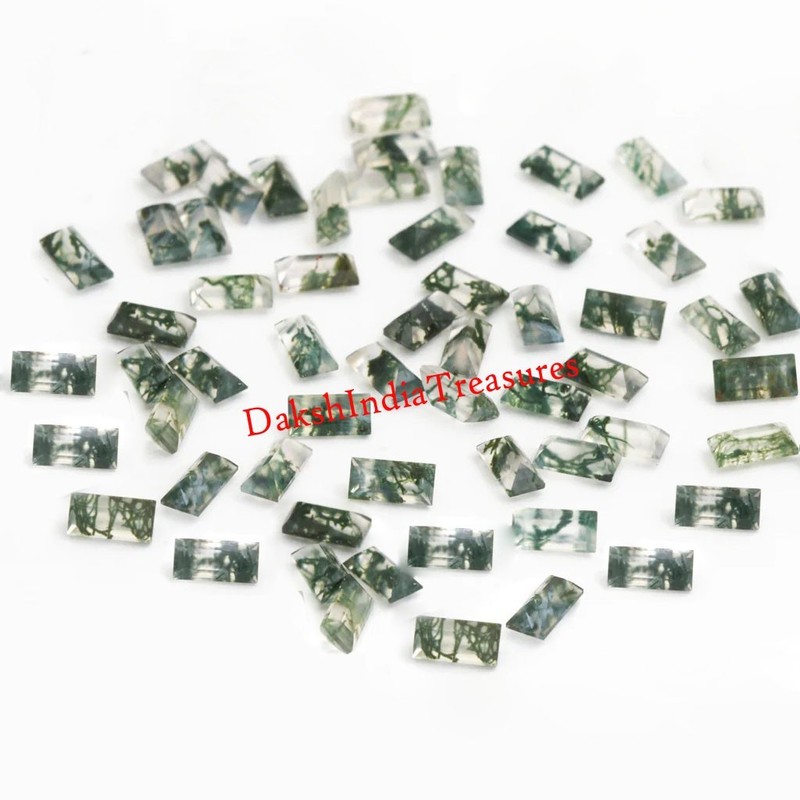 Natural AAA Moss Agate Baguette Cut Faceted Size 3X6MM To 8X16MM Loose Gemstone