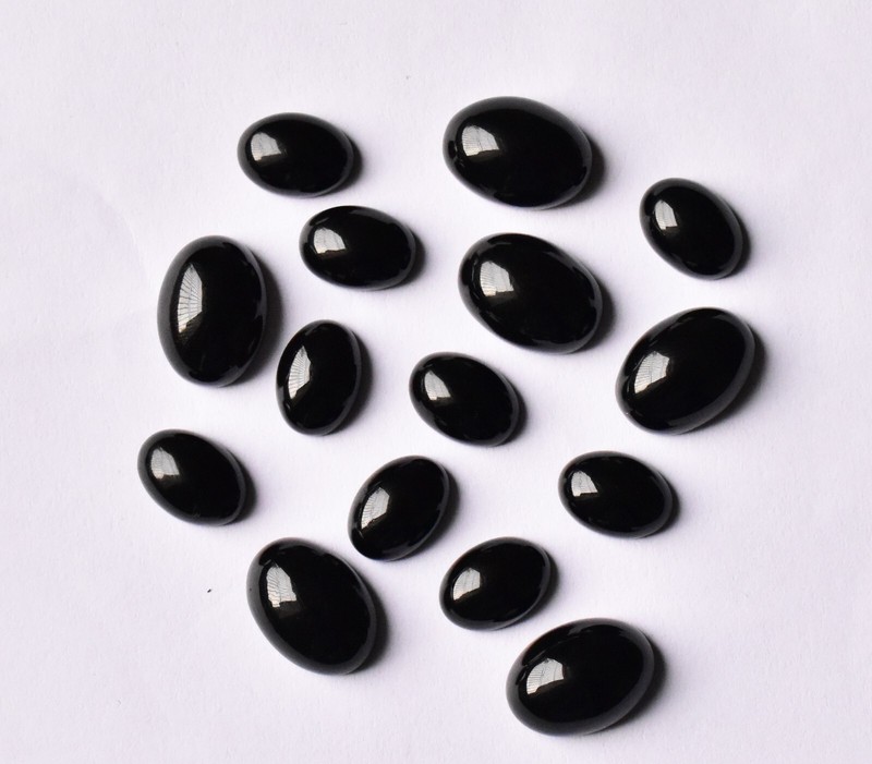 Natural Black Agate Cabochon Loose Gemstone 5X3 mm To 15X12 mm Black Onyx Gems gallery