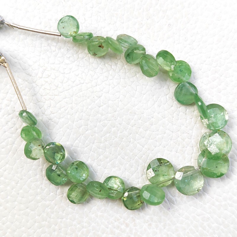 Natural Mint Green Kyanite Gem 6 to 8 mm Faceted Coin Shape Beads 5 Inch Strand gallery