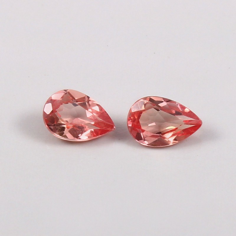 AAA 6×4 MM Natural Ceylon Padparadscha Sapphire Pear Loose Gemstone Cut Pair