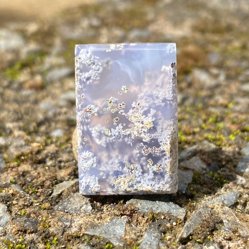 Natural Moss Agate Square Cabochon Scenic Lavender Dendritic Gemstone 22×14.5x4m