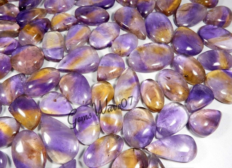 Natural Bio Purple Ametrine Cabochon Gemstone Wholesale Lot 1000 Cts 19 Pcs