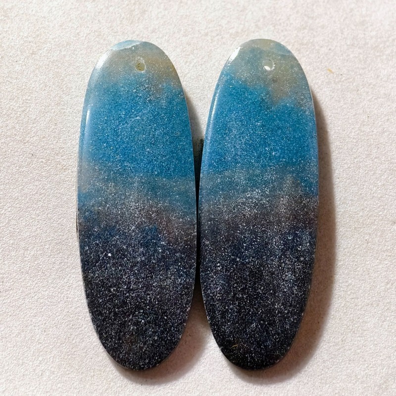 50 Cts Natural Trolleite Drilled Pair Cabochon Gemstone For Jewelry 43 X 15 MM