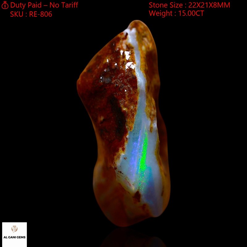 Natural Fire Opal Gemstone 15.00 Cts Loose Meditation Rough Australia 22x21x8 mm