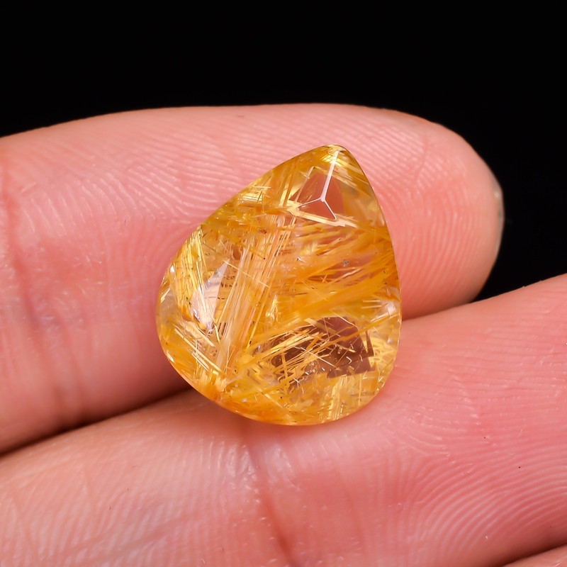Teardrop Faceted Golden Rutile Quartz Loose Gemstone, 14X12X5 mm