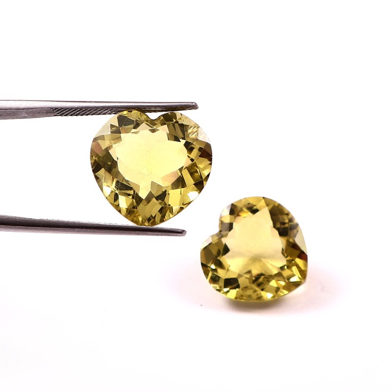 Gold-Lemon Topaz Heart Cut Gemstones 2 Pieces, IGI Certified Weight: 26 Carat