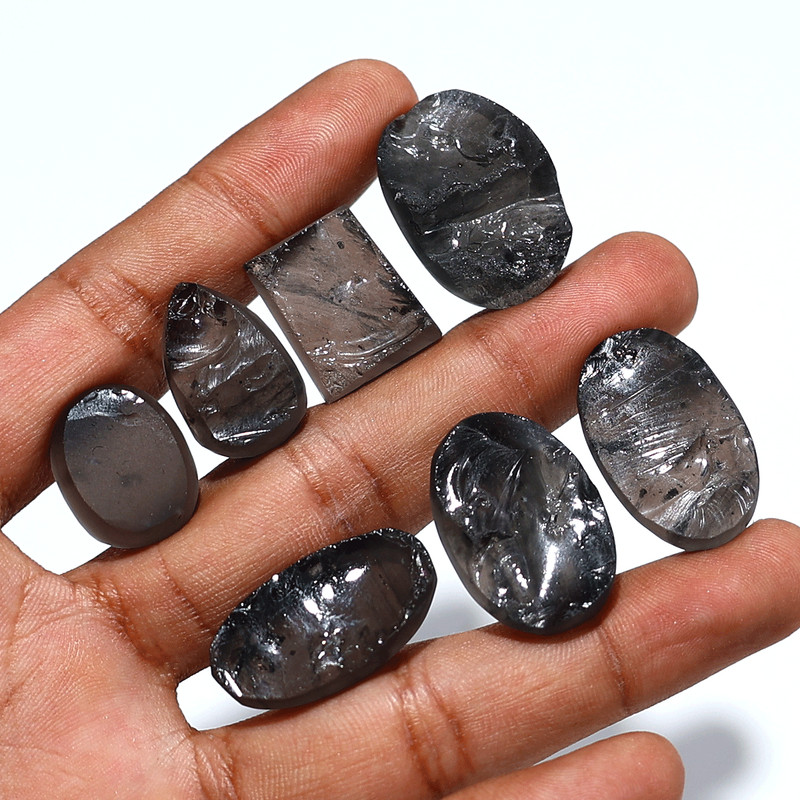 Frozen Fire~ 7 PC Natural Agni Manitite Rare Tektite 19mm-27mm Drusy Gems Parcel