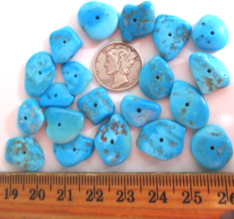 SLEEPING BEAUTY TURQUOISE 100tcw DRILLED FLAT NUGGETS 10X10mm TO 16X12mm #824 gallery