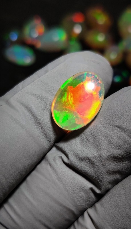 3.8 ct natural ethiopian opal cabochon Welo Fire Intense Play of color Gemstone gallery