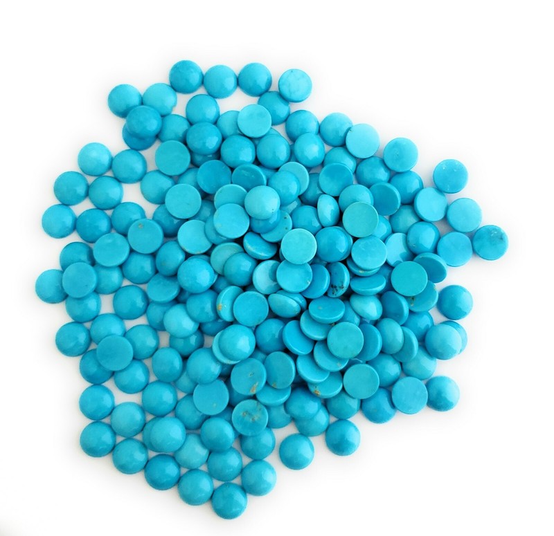 One Round Shaped 100% Natural Sleeping Beauty Turquoise Round Cabochon 10mm gallery