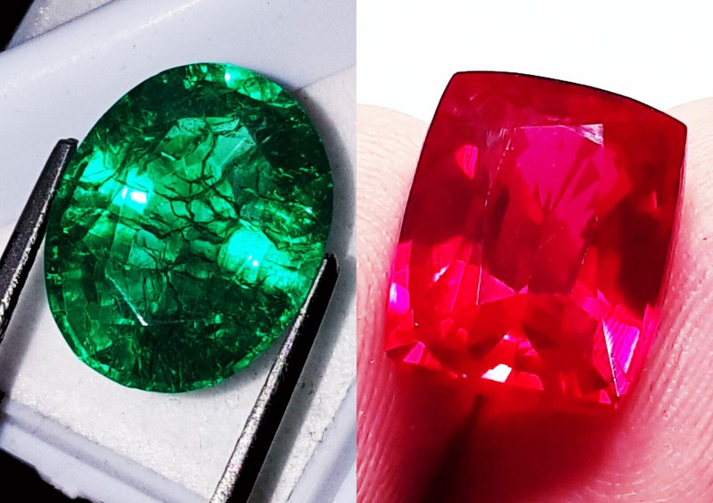 18+ Ct Natural Emeralds & Ruby Certified Pair Loose Gemstones With Free Gift gallery