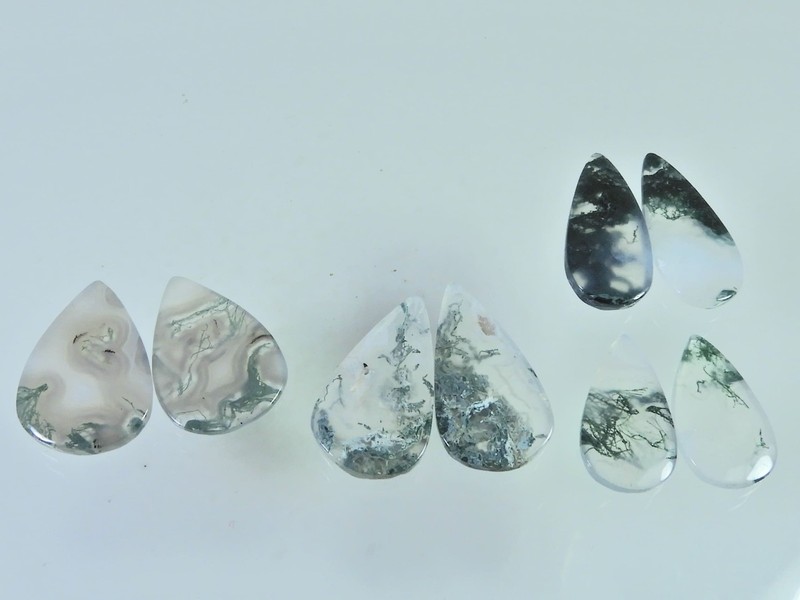 107Cts. Natural Moss Agate Matched Pair Pear Cabochon Gemstone 04 Pair Lot V589 gallery