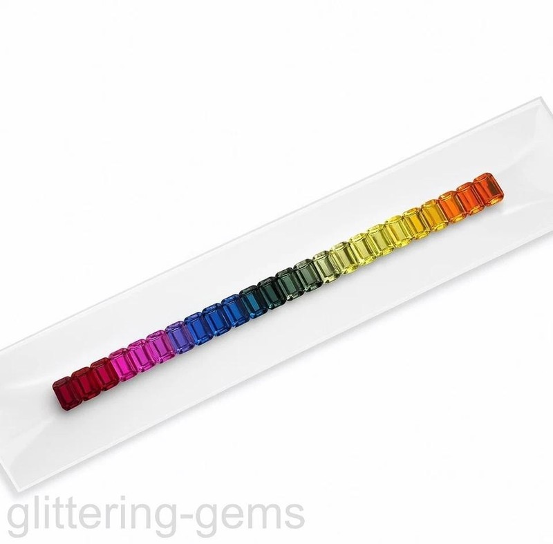 Natural 36 Pcs Rainbow Sapphire 3x4mm Emerald Sparkling Certified Stones ” 5DNR