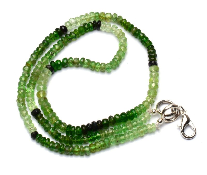 Natural Tsavorite Gem 3-4mm Size Rondelle Beads Necklace 16″ Green Garnet 52Cts