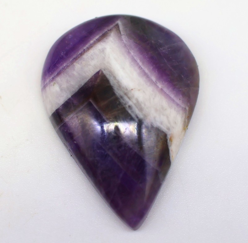 33 Ct 8X21X30 mm Natural Chevron Amethyst Agate Pear Cabochon Gemstone PB-475