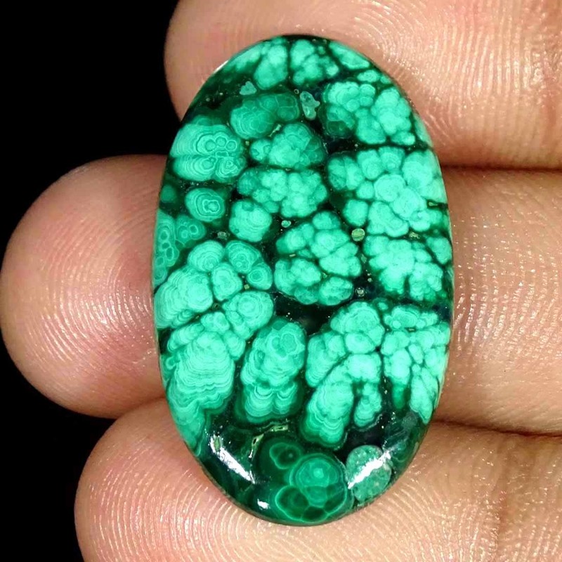 27.00Cts Natural Malachite Loose Gemstone Cabochon 18x32x4mm Oval