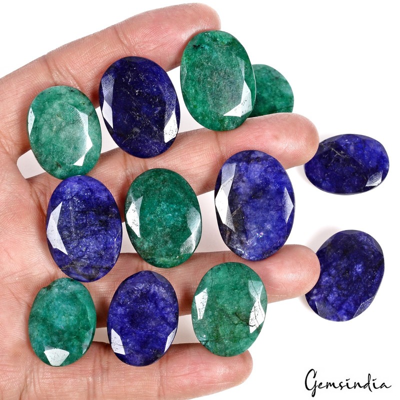 450 Cts Natural Blue Beryl Green Emerald Oval Cut Loose Jewelry Making Gems Lot