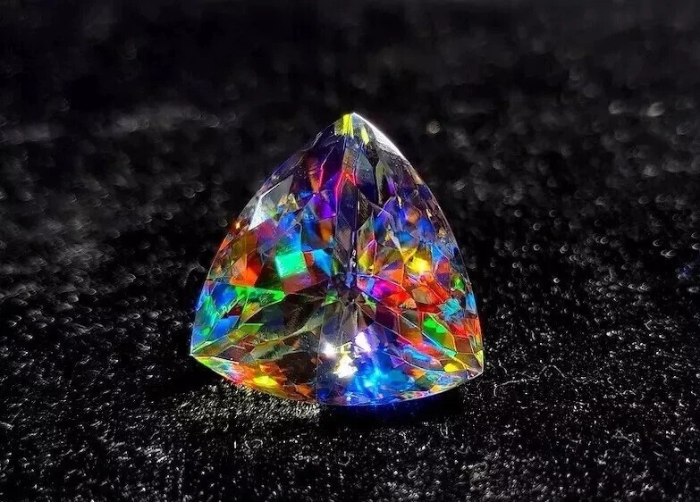 70 Ct+ Natural Mystic Topaz Rainbow Color Trillion Cut Certified Loose Gemstone gallery