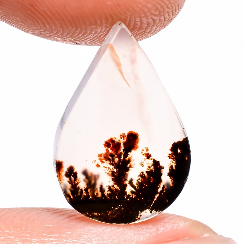 03.00 Cts. Natural Dazzling Scenic Dendritic Agate Pear 16X10X2 MM Cab Gemstone gallery