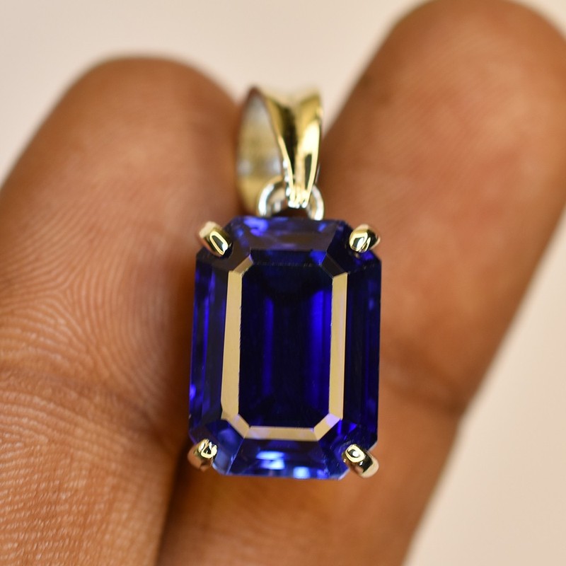 Blue Tanzanite 21 Ct Certified Natural 925 Sterling Silver Pendant Gemstone gallery
