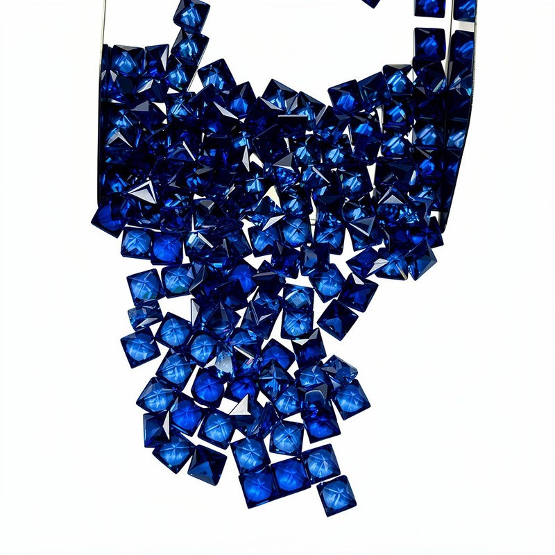 51 Pcs Natural Blue Sapphire 5x5mm Square Cut CERTIFIED Loose Gemstone Lot