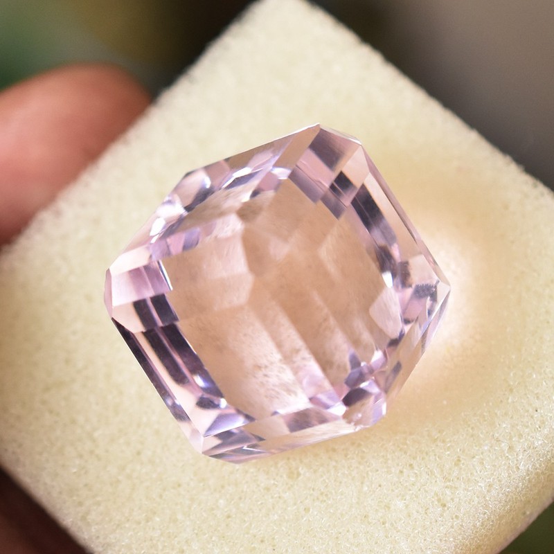 89 Ct Cube Shape CERTIFIED Pink NATURAL Brazilian Topaz Loose Gemstone gallery