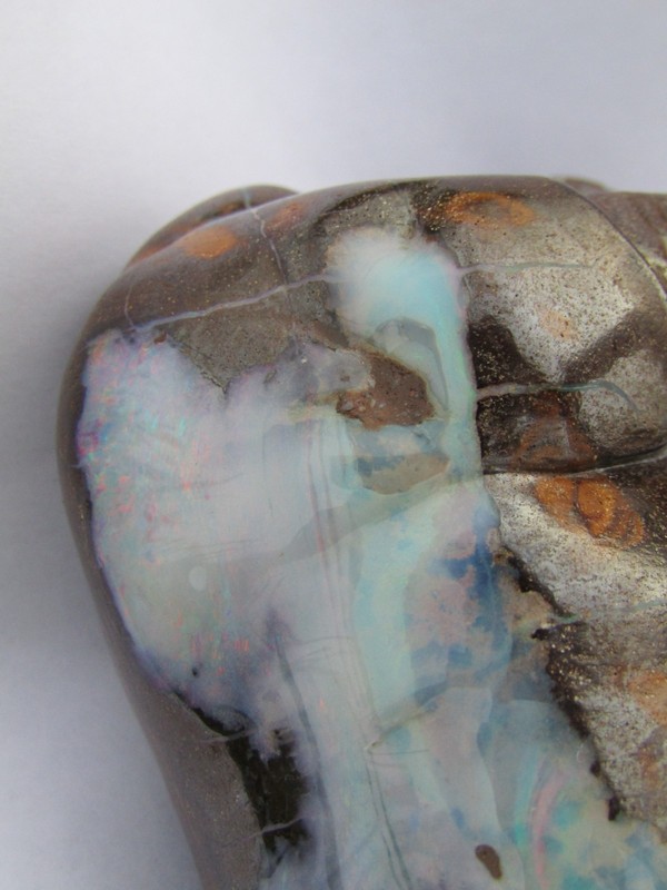 Australia Boulder Opal Hippo 5.25" 3 inches of Opal Flashes of Red Orange gallery